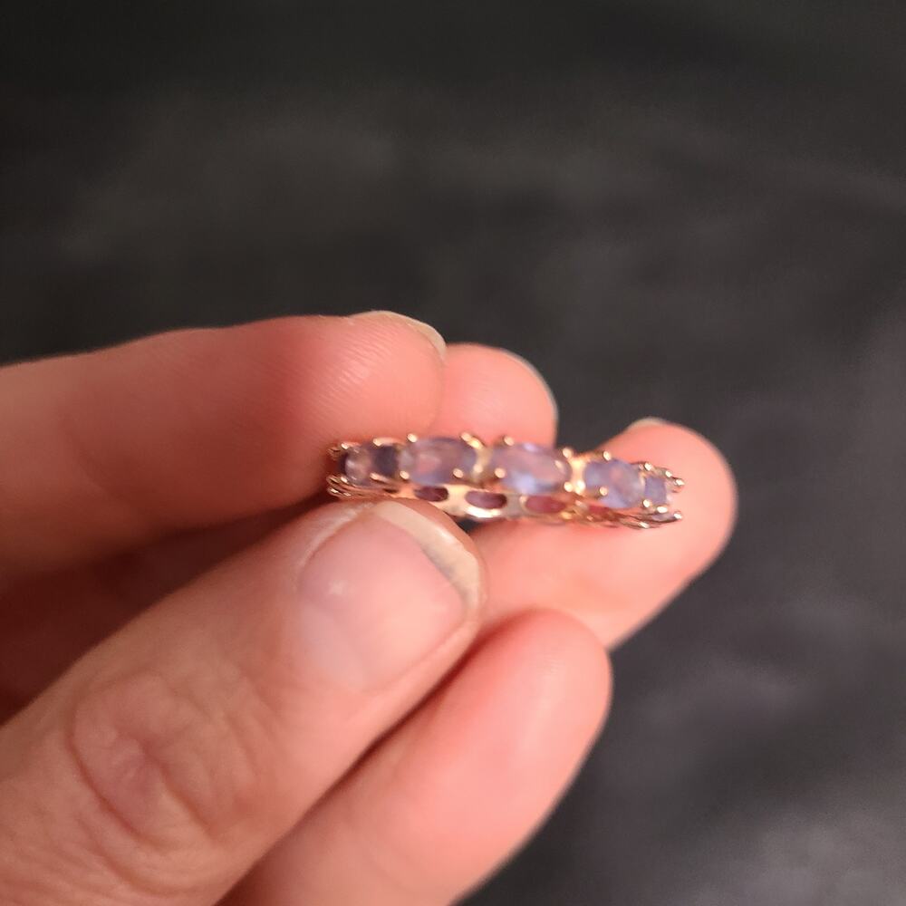 Rose Gold Tone purple quartz rhinestone ring size 7